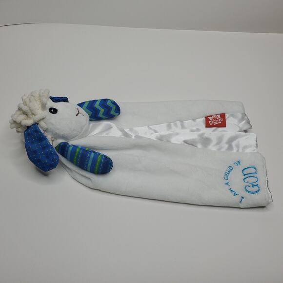 Wee Believers Child of God Lamb Sheep Lovey White Blue Security Blanket - Picture 8 of 13
